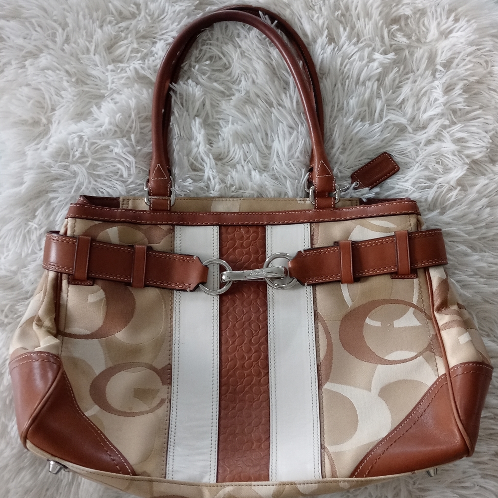 Coach signature khaki large satchel